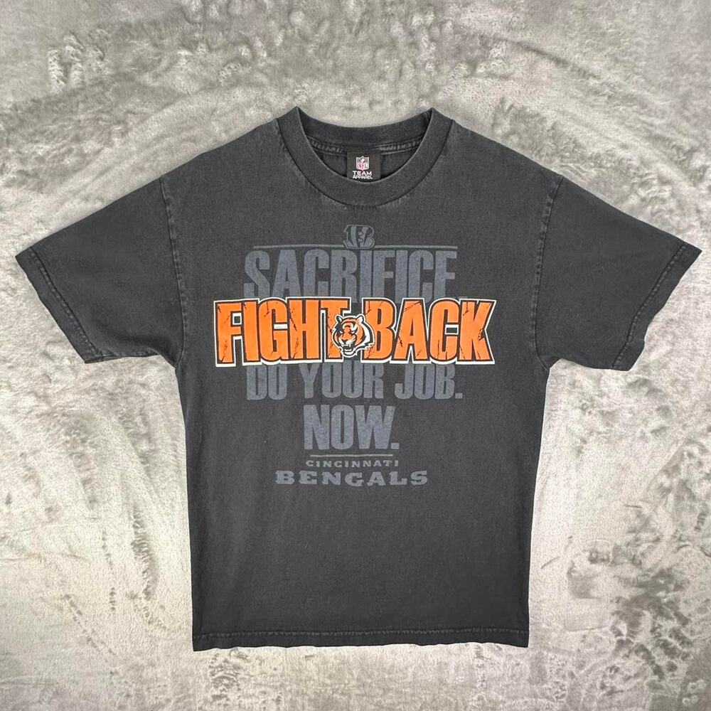 Vintage Y2K NFL Black/Orange Cincinnati Bengals Graphic T-shirt M - Picture 2 of 7